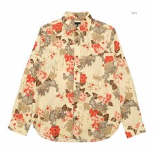 衣櫻 Lot. SA-1566 シーチング素材 長袖レギュラーカラーシャツ - 唐獅子牡丹 - SA1566画像