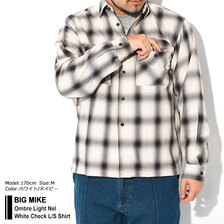 BIG MIKE Ombre Light Nel White Check L/S Shirt 102315000画像
