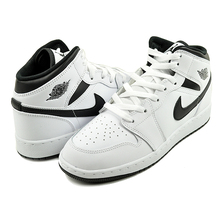 NIKE AIR JORDAN 1 MID (GS) white/black-wht-blk DQ8423-132画像