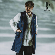 NO ID. ノースリーブライダースロングベスト 854006-700V画像