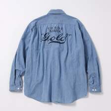 GOLD BLUE CHAMBRAY WORK SHIRT "gold" PRINTED 24A-GL29189H画像