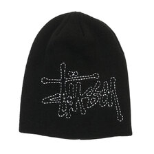 STUSSY STITCH BASIC LOGO SKULLCAP BLACK画像