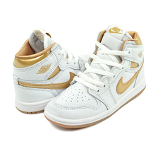 NIKE JORDAN 1 RETRO HIGH OG (TD) white/metallic gold FD2598-107画像
