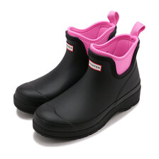 HUNTER womens play chelsea neoprene boot black/highlighter-pink WFS3020RMA-BHK画像