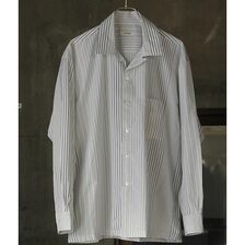 INTERIM VARIOUS STRIPES COTTON POPLIN 60s OPEN COLLAR SHIRT IT24S173画像