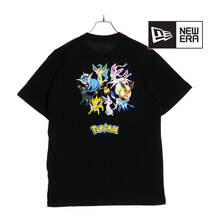 NEW ERA 半袖 コットン Tシャツ Pok&eacute;mon ポケモン ピカチュウ イーブイフレンズ ブラック レギュラーフィット 14124672画像