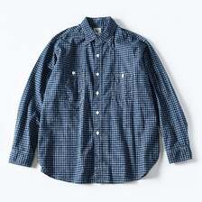 POST OVERALLS #1206-CLC1 No.6 Shirt : cotton/linen check 1 indigo画像