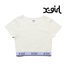 X-girl LOGO AND STRIPE CROPPED S/S TOP 105242013025画像