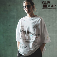 GLIMCLAP Printed oversized T-shirt -Handwriting Art- 16-087-GLS-CE画像