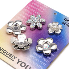 crocs JIBBITZ Monochrome Silver Flower 5Pack 10013258画像