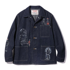 SUGAR CANE FICTION ROMANCE 11oz. BLUE DENIM 1920's CARTOON WORK COAT SC15505画像