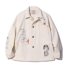 SUGAR CANE FICTION ROMANCE 9oz. WHITE BOAT SAIL DRILL 1920's CARTOON WORK COAT SC15506画像