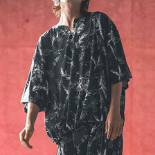 GLIMCLAP Monotone botanical fabric short-sleeve pullover 16-081-GLS-CE画像