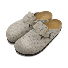 BIRKENSTOCK BOSTON BS VL EMBOSS DOTS STONE-COIN | SUEDE-LEATHER-EMBOSSED | BETTER NARROW 1027060画像
