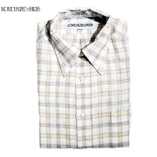 INDIVIDUALIZED SHIRTS L/S STANDARD FIT B.D. LINEN SHIRTS tan plaid画像