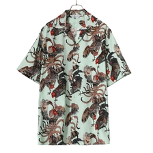 NIPOALOHA RAYON SHORT SLEEVE ALOHA SHIRT(伊藤若冲 群鶏) N24-RSH01画像