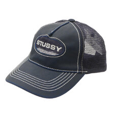 STUSSY LOW PRO TRUCKER CUT-OUT LEATHER SNAPBACK画像