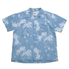 Duke Kahanamoku INDIGO COTTON HAWAIIAN SHIRT &ldquo;MOONLIGHT PALMTREE&rdquo; DK39242画像
