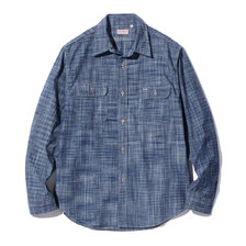 SUGAR CANE FICTION ROMANCE 6.9oz. INDIGO KASURI WORK SHIRT SC29264画像