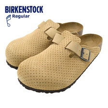 BIRKENSTOCK BOSTON SUEDE LEATHER EMBOSSED New Beige Regular 1026948画像