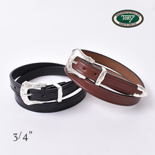 Tory Leather 3/4&rdquo; Bridle Leather 3Piece Silver Buckle Set Belt画像