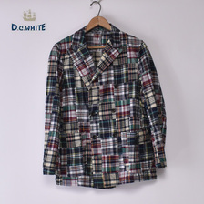 DC WHITE PATCHWORK MADRAS COMFORTABLE DOUBLE JACKET NAVY D231157画像