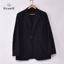 DC WHITE COTTON LINEN ORVERDYED BLACK WATCH JACKET D231152画像