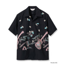 STAR OF HOLLYWOOD COTTON TYPEWRITER OPEN SHIRT &ldquo;ROCK 'N' ROLL GUITAR&rdquo; SH39312画像