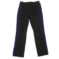 NEEDLES Narrow Track Pant Poly Smooth BLACKxPURPLE画像