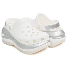 crocs MEGA CRUSH METALLIC CLOG WHITE / SILVER 210368-138画像
