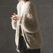GLIMCLAP Feather yarn Button less long cardigan 17-105-GLA-CE画像