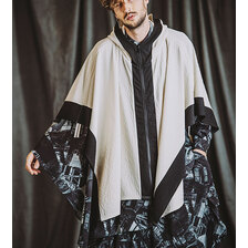 NO ID. BLACK ドローストリングフーデッドポンチョ 455006-832T画像