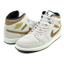 NIKE AIR JORDAN 1 MID SE lt BROWN ELEPHANT orewood brn/metallic gold DZ4129-102画像