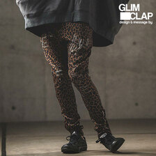 GLIMCLAP Tight fit track pants -leopard &times; hand writing pattern- 17-138-GLA-CE画像