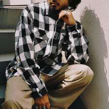 BIG MIKE HEAVY FLANNEL SHIRTS - WHT&times;BLK 102435201画像