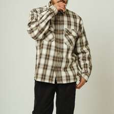 BIG MIKE HEAVY FLANNEL SHIRTS - WHT&times;KHK 102435204画像