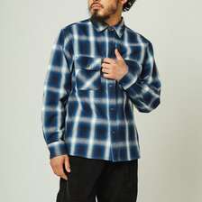 BIG MIKE HEAVY FLANNEL SHIRTS - NVY&times;WHT 102435203画像
