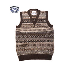 Jamieson's #MK176V 8310 ALLOVER FAIRISLE V-NECK SLIPOVER画像