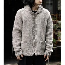 INTERIM HAND KNIT YAK ALPACA BEIGE HYPER BIG COWICHAN SWEATER IT24A059画像