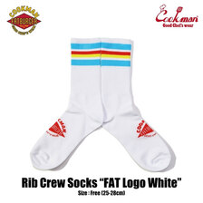 COOKMAN Rib Crew Socks FAT Logo White 153-43164画像