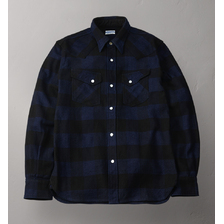 THE FLAT HEAD INDIGO BLOCK CHECK FLANNEL WESTERN SHIRT FN-SNW-101LSP画像