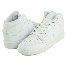 NIKE AIR JORDAN 1 MID (GS) white/white-wht 554725-136画像
