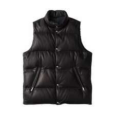 Porter Classic LEATHER DOWN VEST W/LOVE & PEACE SILVER (ENTREFINO) PC-017-2983画像