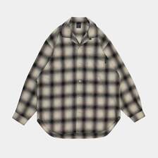 APPLEBUM Ombre Check L/S Aloha Shirt WHITE/BLACK 2420204画像