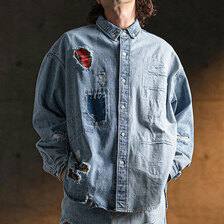 GLIMCLAP Distressed denim shirt 18-026-GLS-CF画像