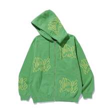 X-LARGE ALLOVER LOGO ZIP HOODED SWEATSHIRT 101251012005画像