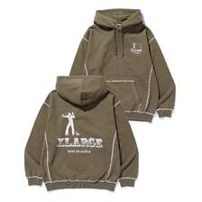 X-LARGE CONTRAST STITCH PULLOVER HOODED SWEATSHIRT 101251012007画像