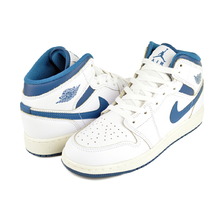 NIKE AIR JORDAN 1 MID SE(GS) wht/industrial blue-sail FN7432-141画像