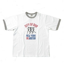 BARNS リンガーネック 半袖 プリント Tシャツ CITY OF RUN BR-25168画像