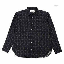 MOMOTARO JEANS Triple Stitch Cross Check Jacquard Shirt Indigo MXLS1035画像